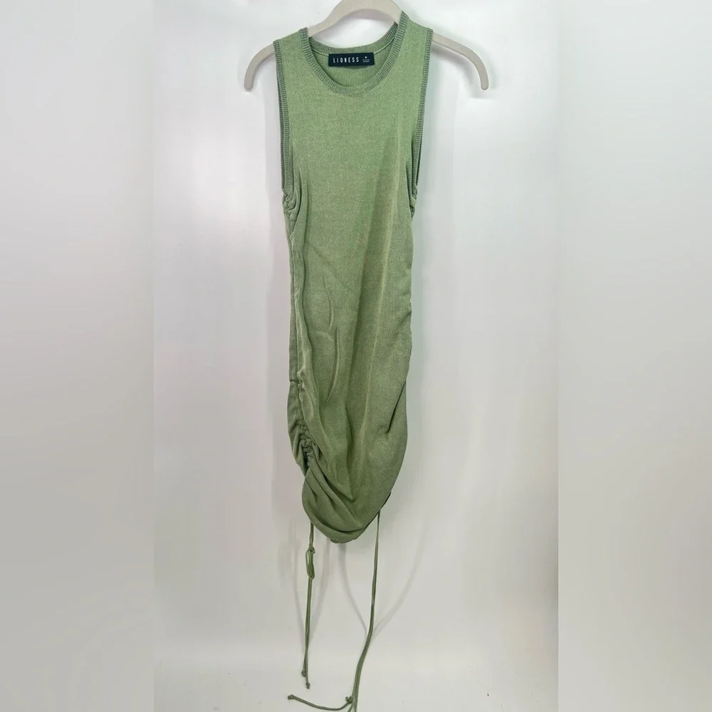 Lioness Sage Green Military Minds Ruched Sleeveless Mini Dress M Medium - Picture 7 of 11